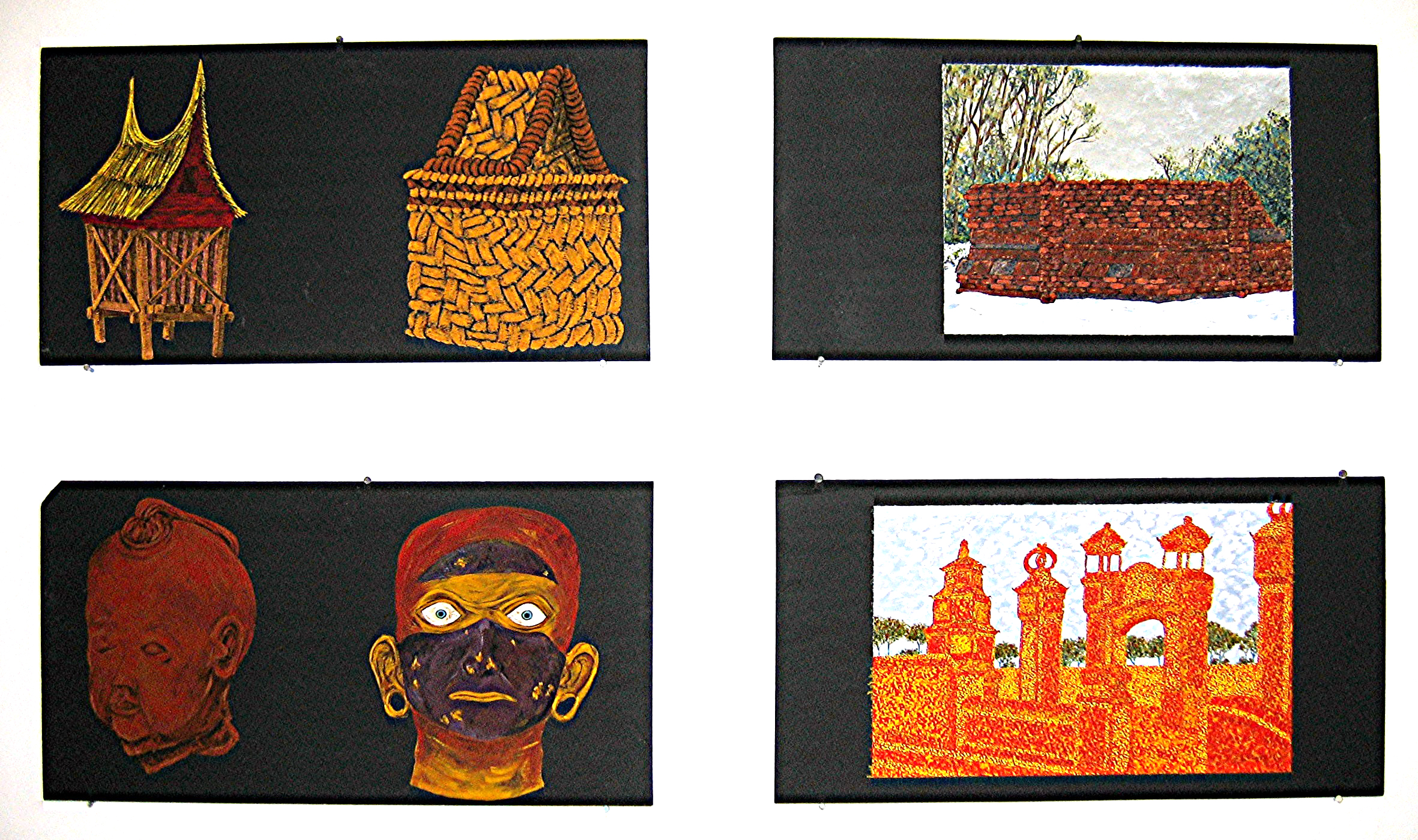 sans-titre, tempera sur ardoises, 4x(30x57)cm, 2004