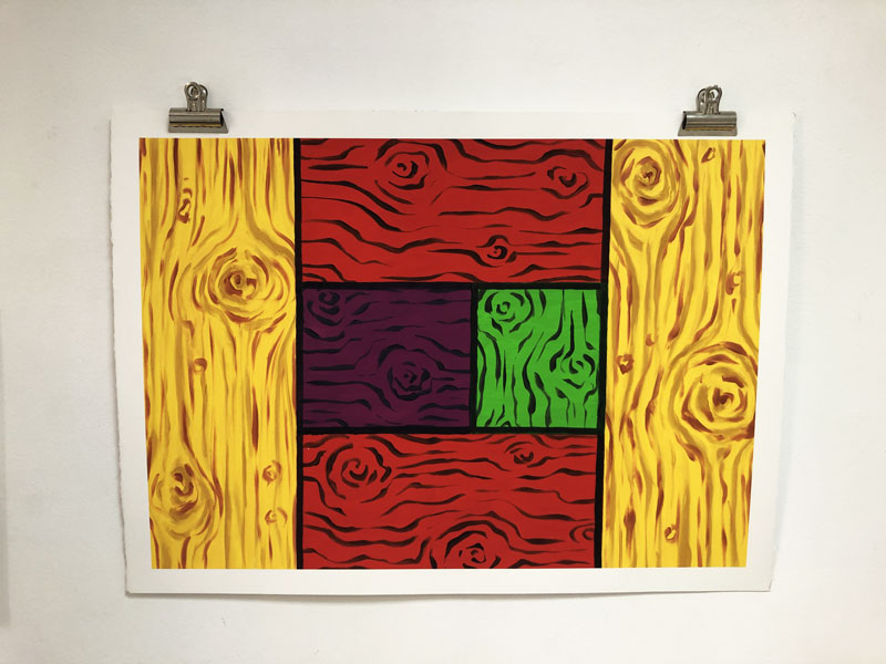 sans titre, huile sur papier, 56X76cm, 2019