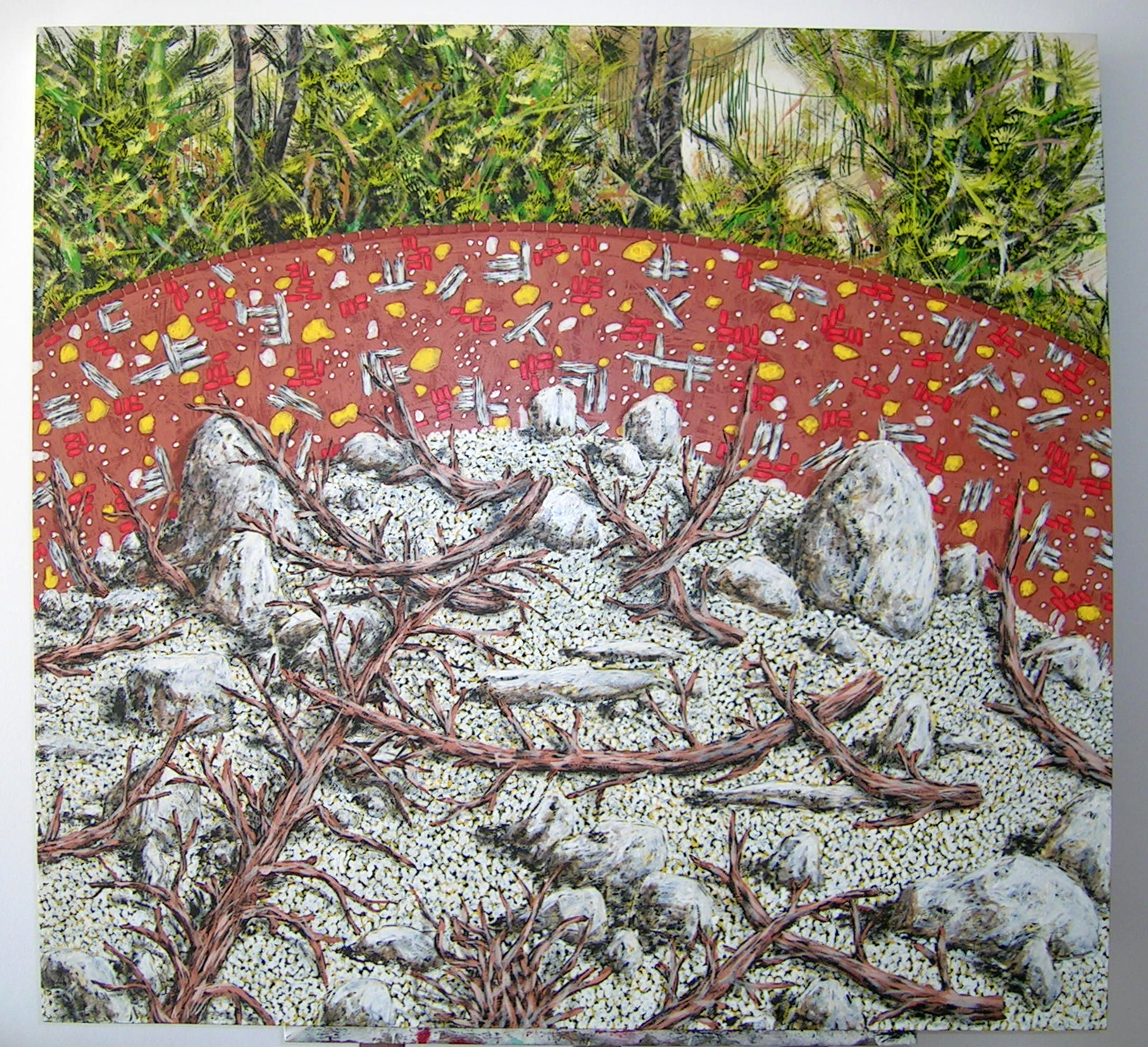 sans-titre, gouache sur bois, 80x80cm, 2005