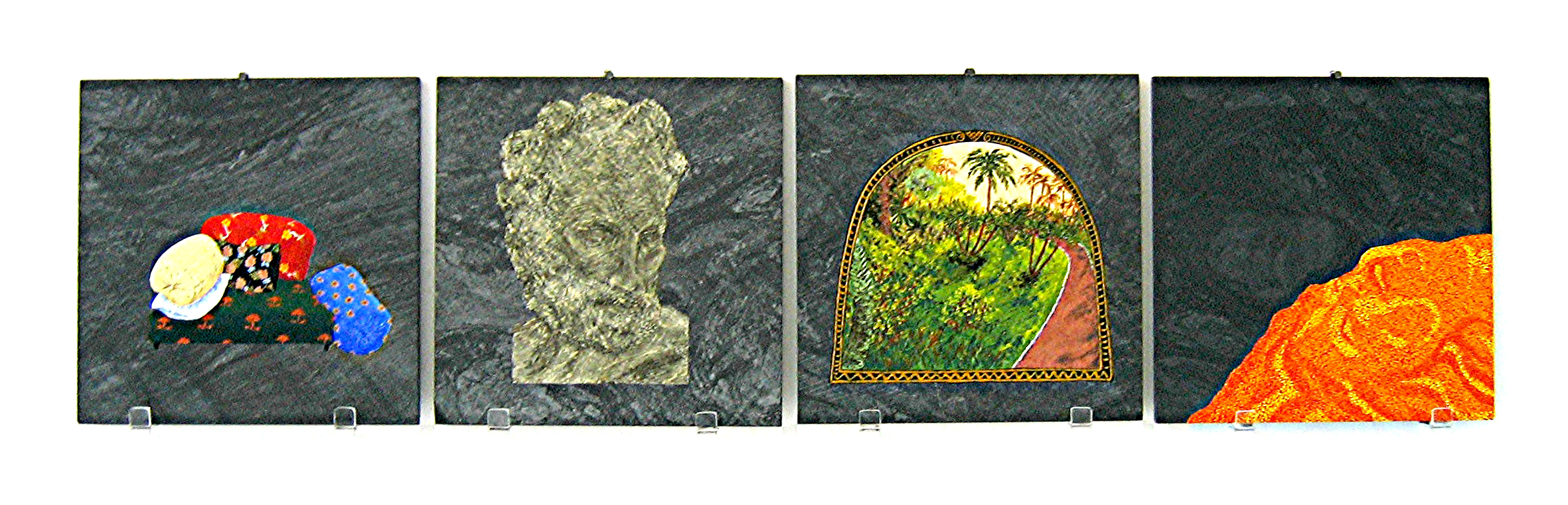 sans-titre, tempera sur granit, 4x (30x30cm), 2004