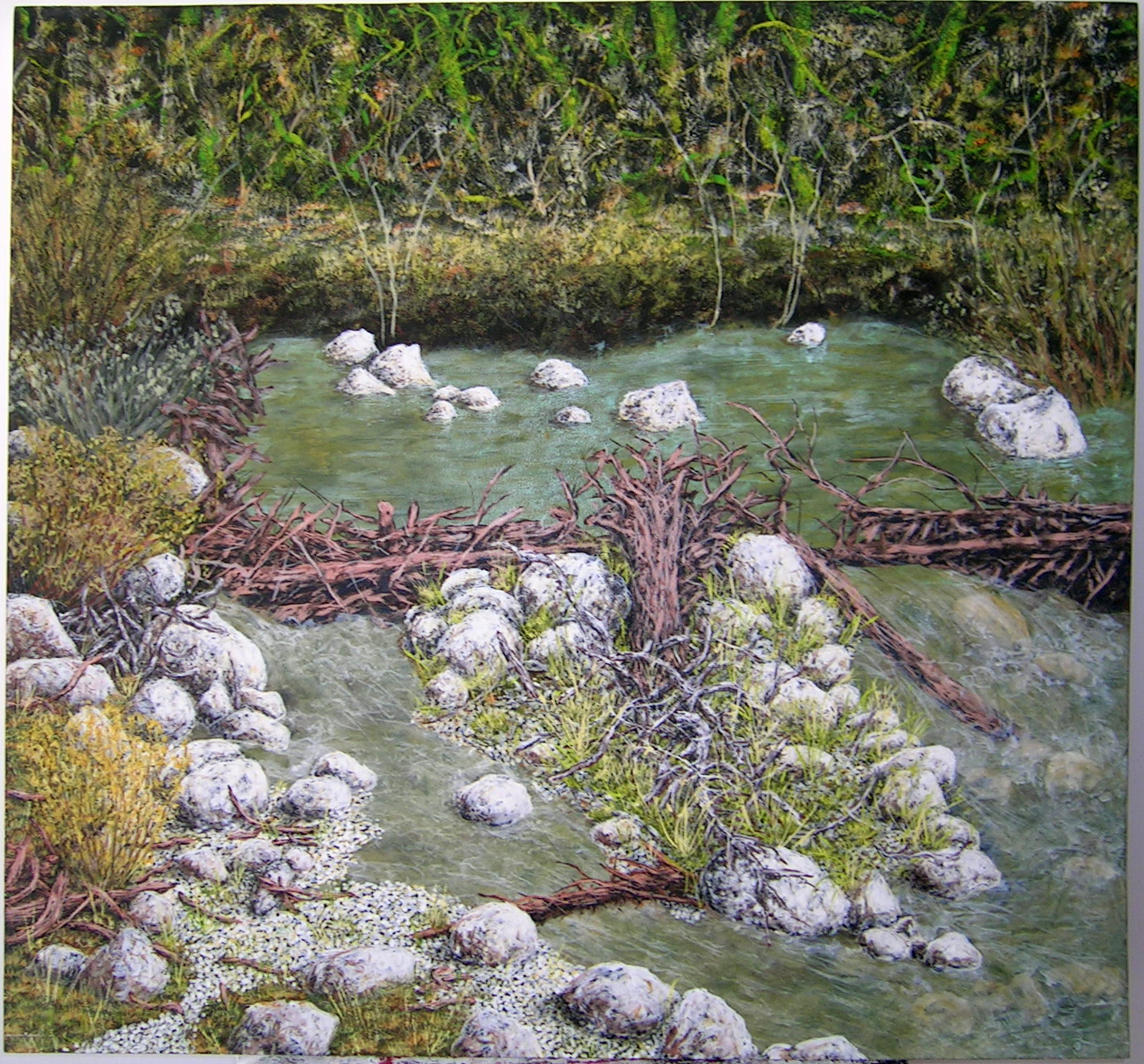 sans-titre, gouache sur bois, 80x80cm, 2005